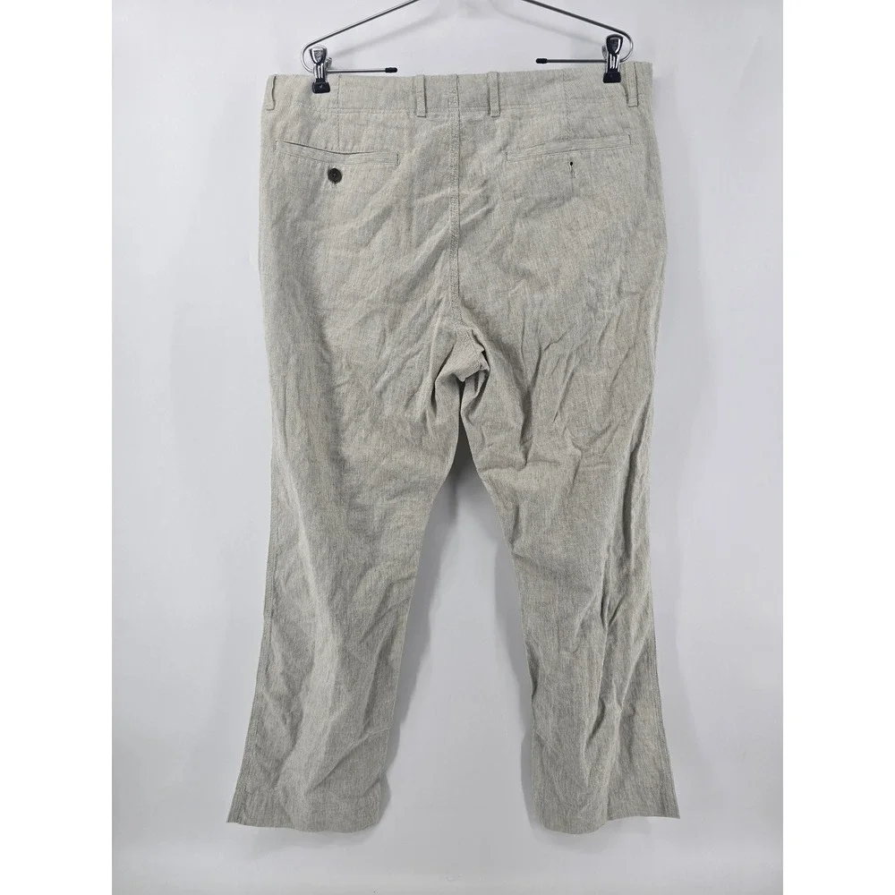 Banana Republic Pants Mens 36x30 Grey Striped Linen Cotton Blend Straight Chino